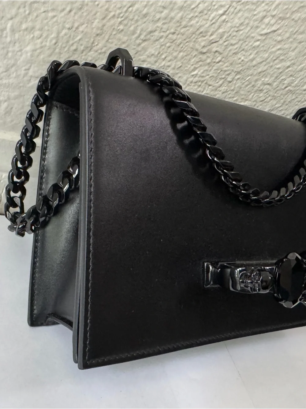 Alexander McQueen Jeweled Leather Crossbody Knuckle Bag